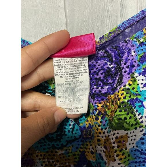 VTG Betsey Johnson Floral Rose Swim Dress Coverup Pin Up Croquette Whimsy M / L - Picture 5 of 9